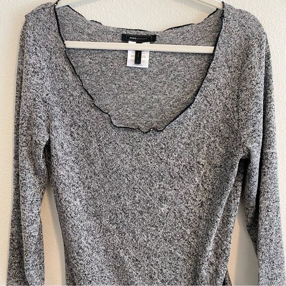 BCBG MaxAzria Y2K Scoop Neck 3/4 Sleeve Gray Heather Mini Dress Size Medium - Picture 7 of 10